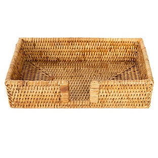 Artifacts Trading Company Artifacts Rattan Guest Towel - Rectangular Napkin Holder with Cutout - Honey brown